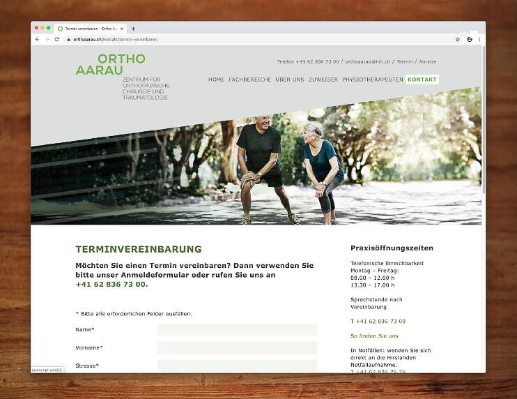 Ortho Aarau, Responsive Website  – created by meinpraxisauftritt.ch