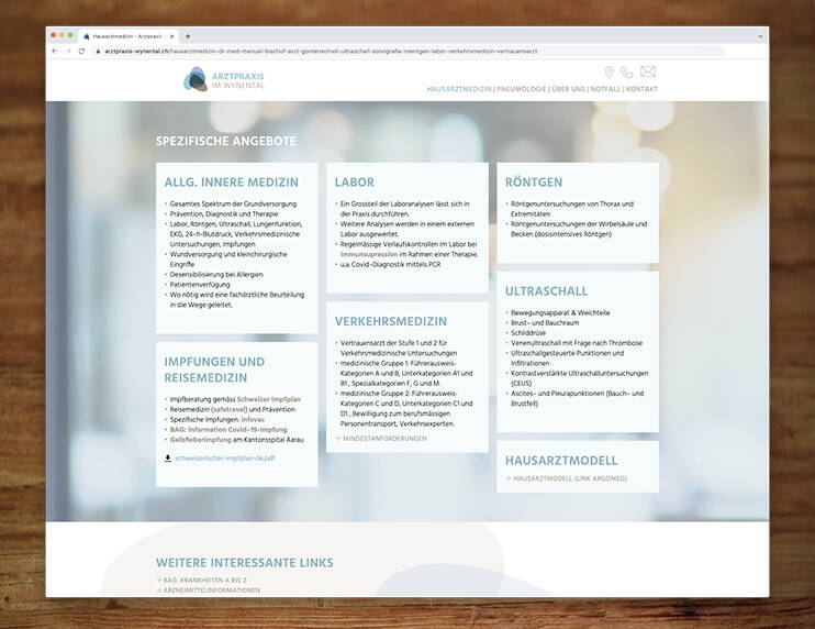 Arztpraxis Wynental, Responsive Website - designed by meinpraxisauftritt.ch