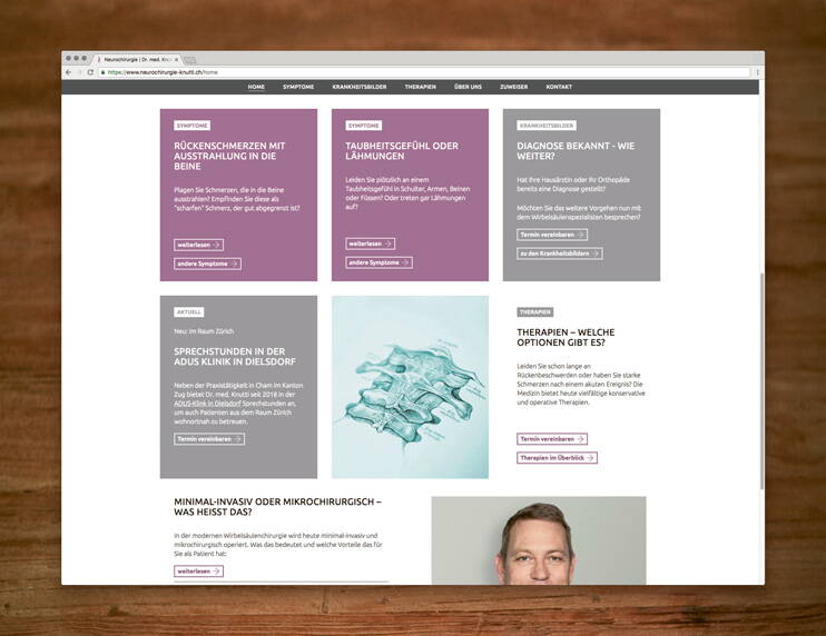 Webdesign der Neurochirurgie Knutti – created by meinpraxisauftritt.ch