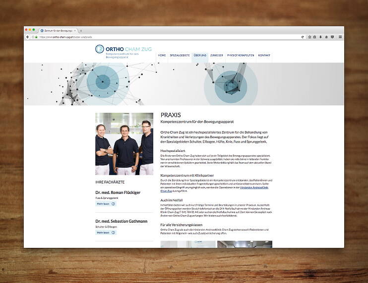 Ortho Cham Zug, Responsive Website - created by meinpraxisauftritt.ch