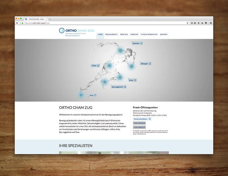 Ortho Cham Zug, Responsive Website - created by meinpraxisauftritt.ch