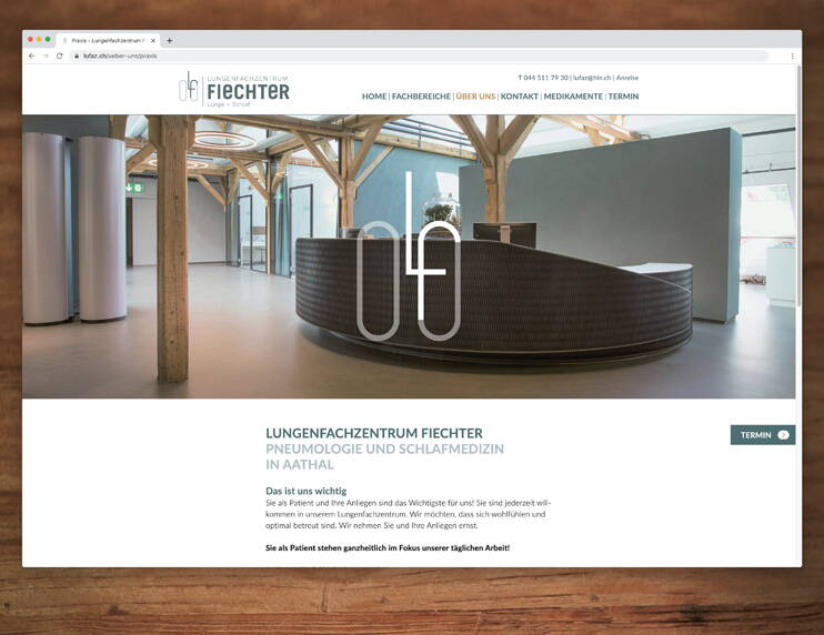 Webdesign des Lungenfachzentrums Fiechter – created by meinpraxisauftritt.ch