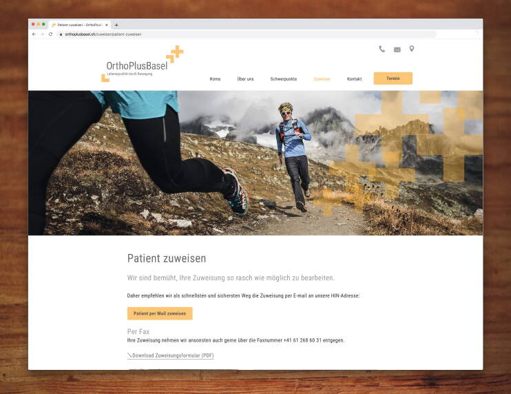 Webdesign von OrthoPlusBasel, Orthopädie Basel – created by meinpraxisauftritt.ch