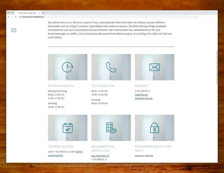 Praxisauftritt mit Responsive Website für die Hausarztpraxis Längenberg, Riggisberg – designed by meinpraxisauftritt.ch