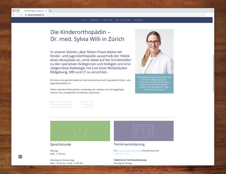 Praxisauftritt mit Responsive Website für "die kinderorthopädin", Zürich – designed by meinpraxisauftritt.ch