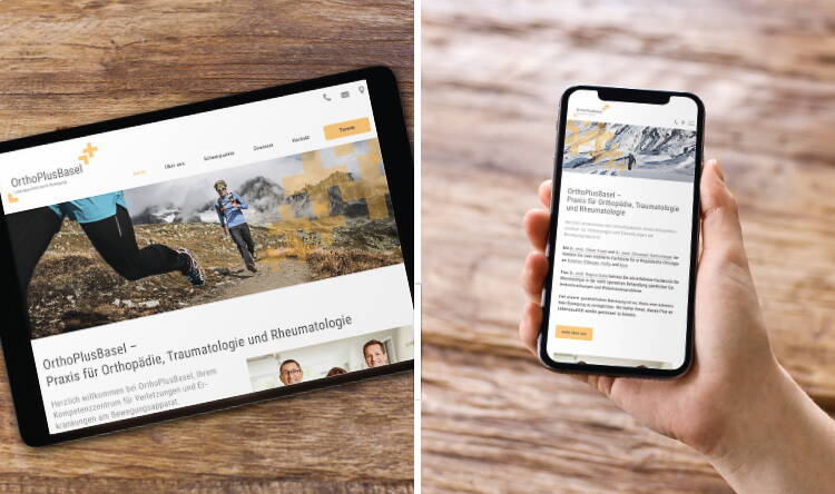 OrthoPlusBasel, Orthopädie Basel, Responsive Website - designed by meinpraxisauftritt.ch
