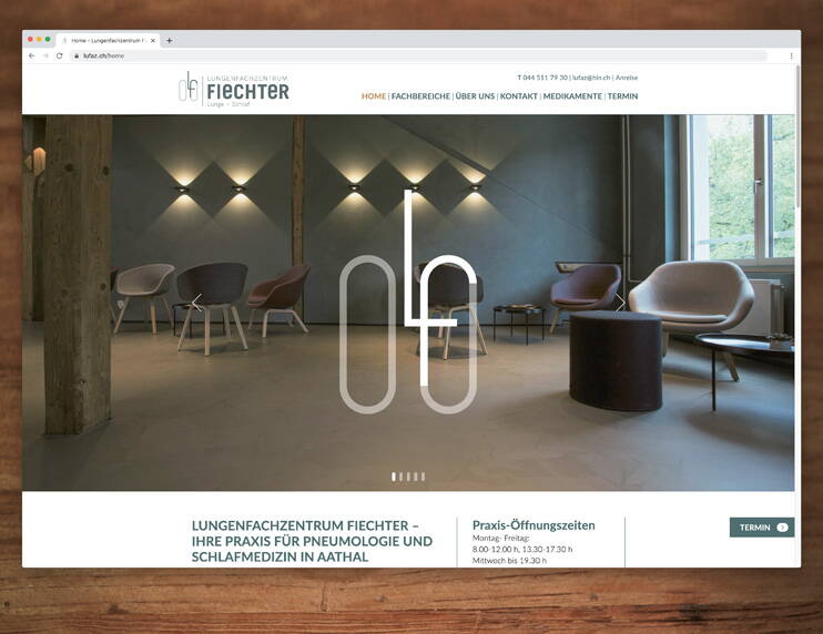 Webdesign des Lungenfachzentrums Fiechter – created by meinpraxisauftritt.ch