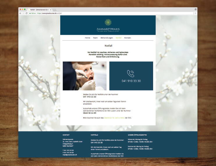 Zahnarzt Isabelle Suter, Responsive Website - created by meinpraxisauftritt.ch