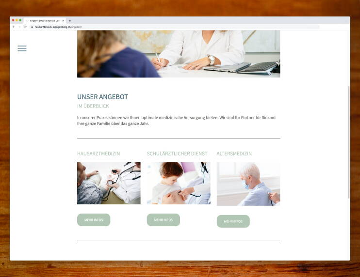 Praxisauftritt mit Responsive Website für die Hausarztpraxis Längenberg, Riggisberg – designed by meinpraxisauftritt.ch
