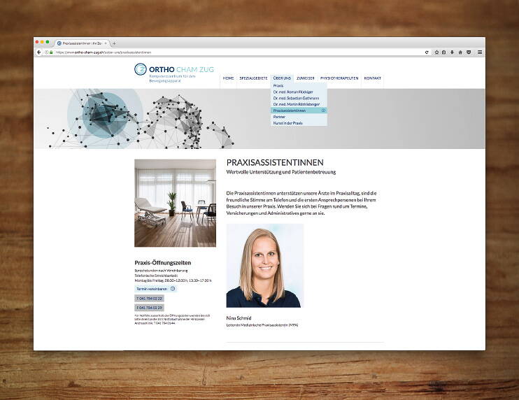 Ortho Cham Zug, Responsive Website - created by meinpraxisauftritt.ch