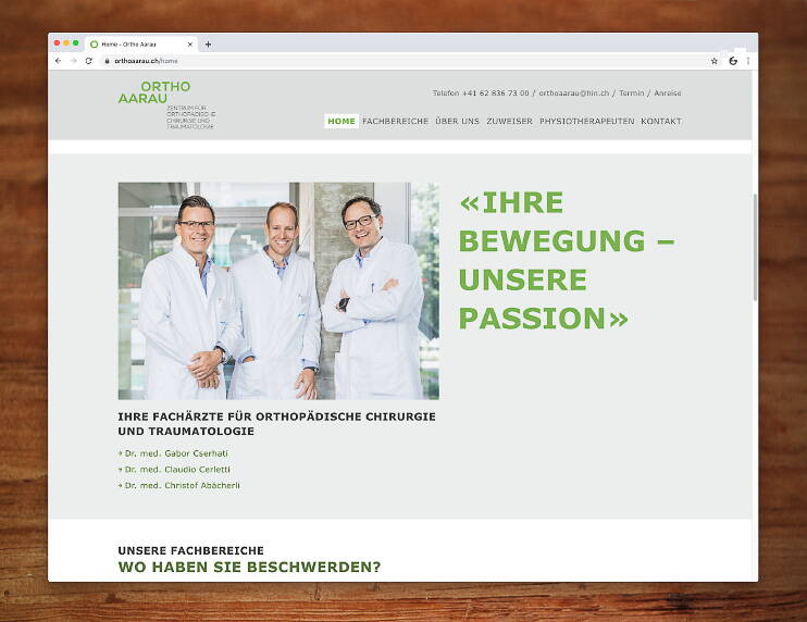 Ortho Aarau, Responsive Website  – created by meinpraxisauftritt.ch