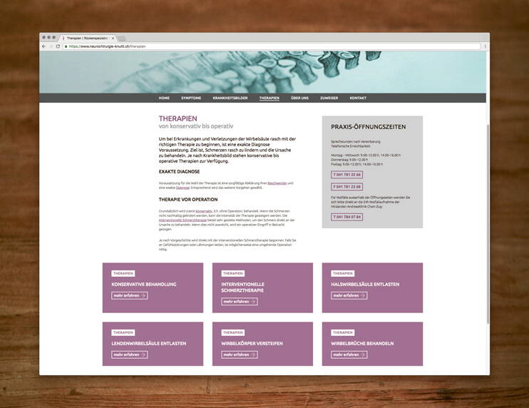 Webdesign der Neurochirurgie Knutti – created by meinpraxisauftritt.ch