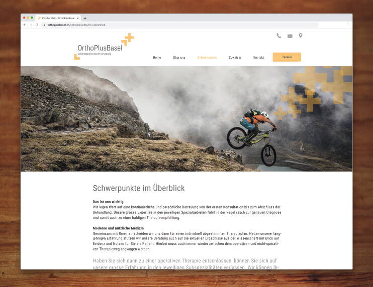 Webdesign von OrthoPlusBasel, Orthopädie Basel – created by meinpraxisauftritt.ch