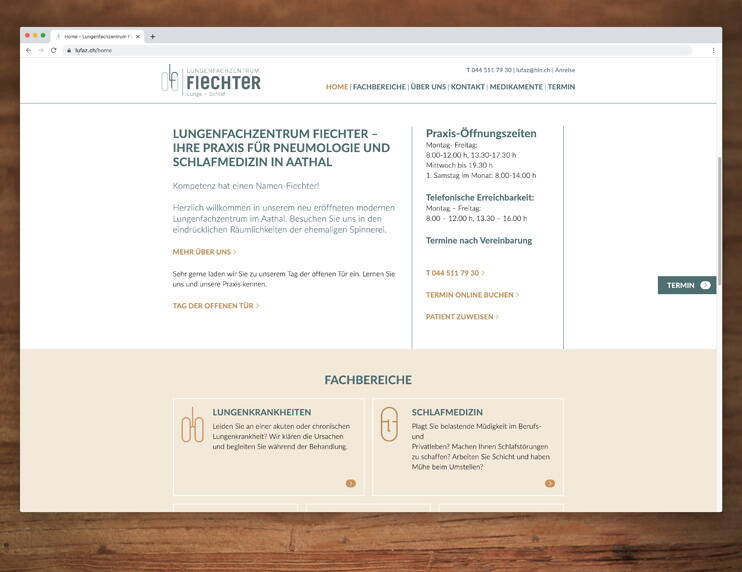 Webdesign des Lungenfachzentrums Fiechter – created by meinpraxisauftritt.ch