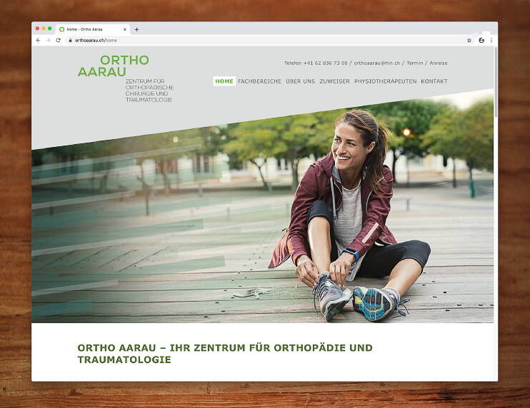 Ortho Aarau, Responsive Website  – created by meinpraxisauftritt.ch