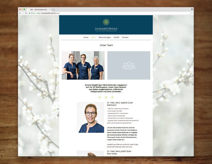 Zahnarzt Isabelle Suter, Responsive Website - created by meinpraxisauftritt.ch