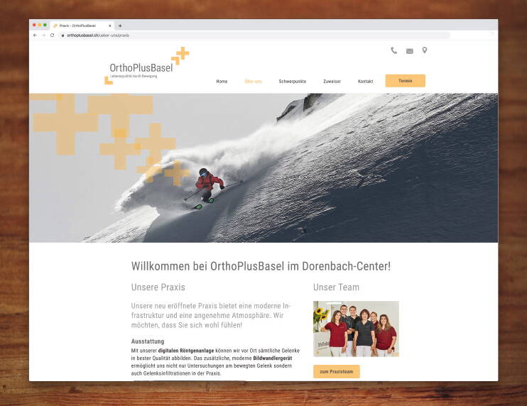 Webdesign von OrthoPlusBasel, Orthopädie Basel – created by meinpraxisauftritt.ch