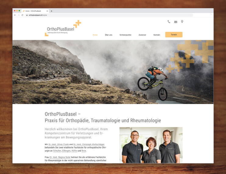 Webdesign von OrthoPlusBasel, Orthopädie Basel – created by meinpraxisauftritt.ch